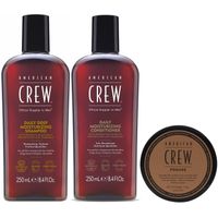Shampoo Hidratante + Acondicionador + Cera Pomade American Crew Men