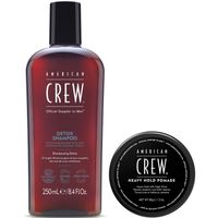 Shampoo Exfoliante Detox + Cera Heavy Hold Pomade American Crew Men