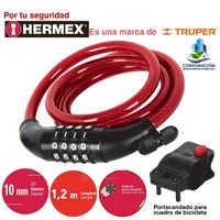 Candado cadena de bicicleta con clave de combinación 10 mm Hermex