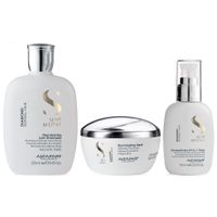 Shampoo Iluminador Sin Sal 250ml + Mascarilla + Crema Alfaparf Diamond