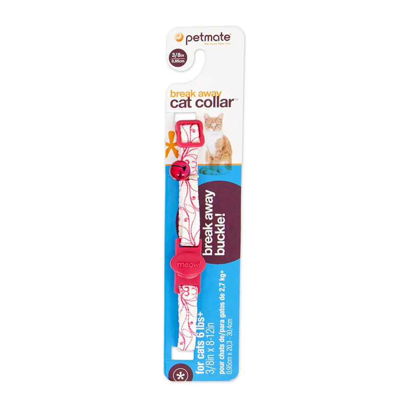 Petmate Collar Blanco con Remolinos Magenta para Gatos