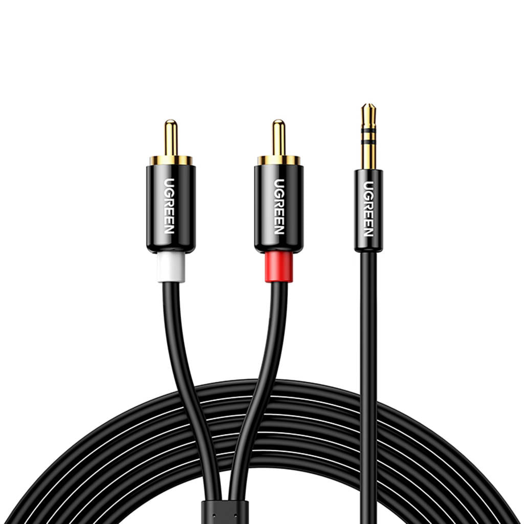 Cable de Audio Ugreen 2 RCA a Jack 3.5mm Auxiliar Sonido 2m