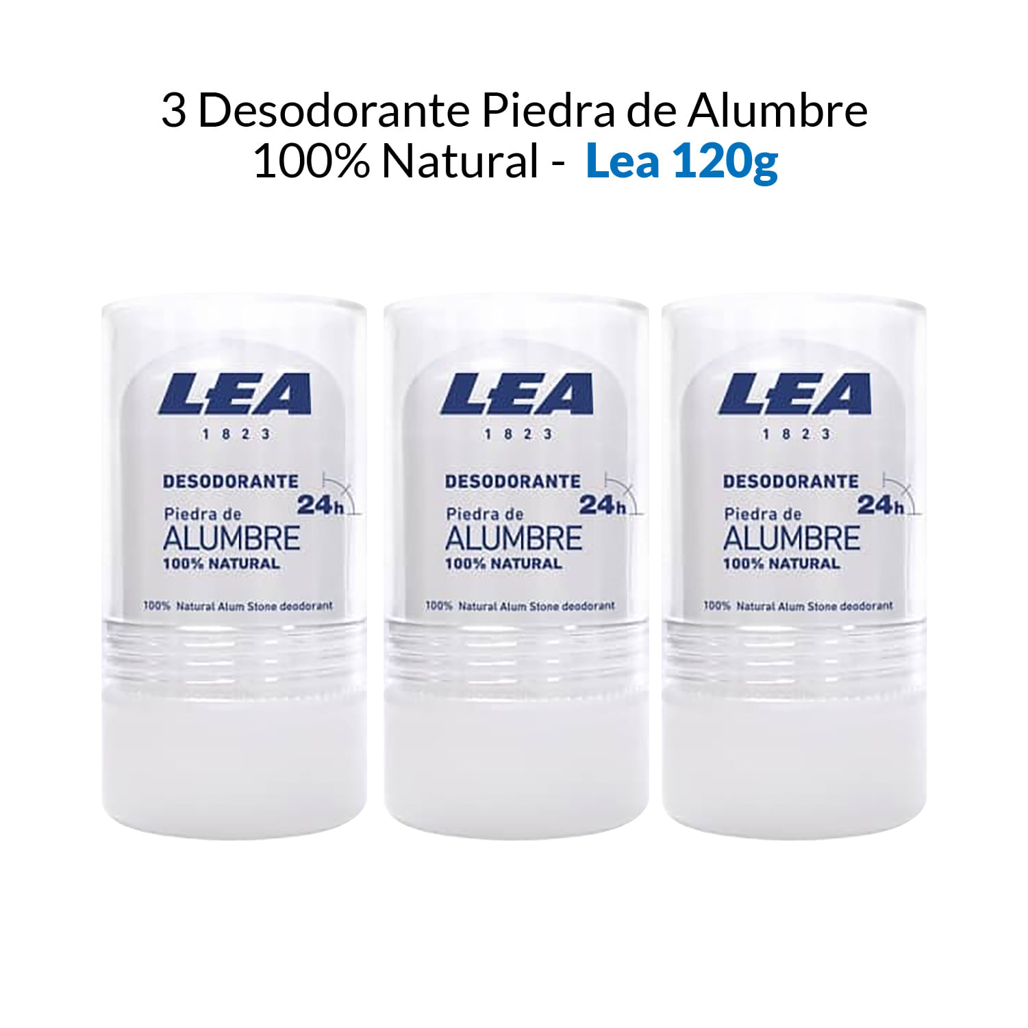 3 Desodoarnte Piedra de Alumbre 100% Natural - Lea 120g