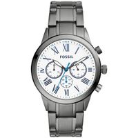 Reloj Fossil Flynn BQ2232 Cronómetro Acero Gris Gunmetal Dial Blanco