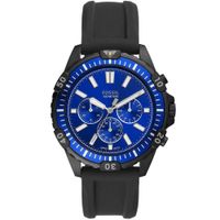 Reloj Fossil Garrett FS5695 Cronometro Correa de Silicona Negro Dial Azul
