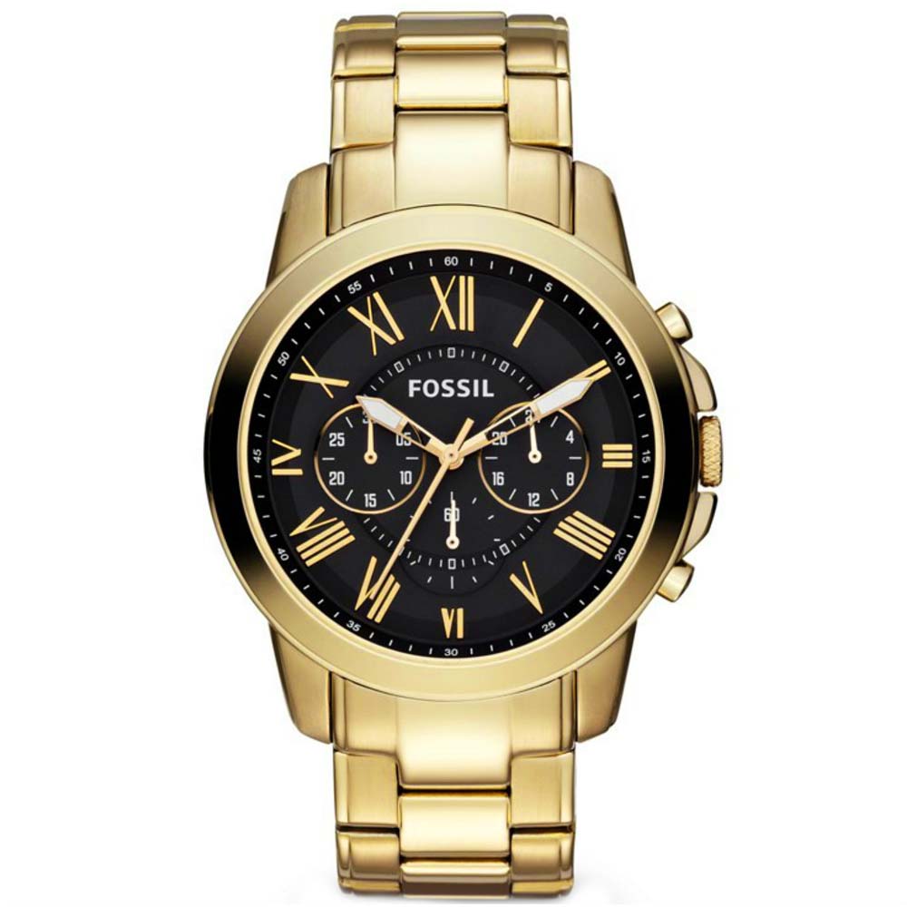 Reloj Fossil Grant FS4815 Cronómetro Acero Inoxidable Dorado Negro