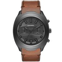 Reloj Diesel Tumbler DZ4491 Fecha Cronometro Correa de Cuero Acero Gris Gunmetal