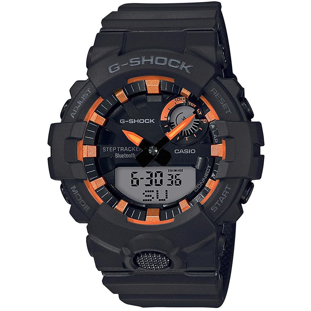 Reloj Casio G-Shock GBA800SF-1A Bluetooth Digital Analogico Luz Resina Negro Naranja