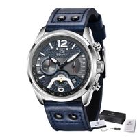 Reloj Lujo BENYAR 5171 Azul Cronografos Correa Cuero