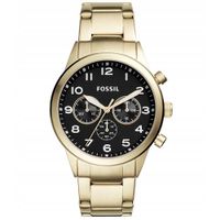 Reloj Fossil Flynn Pilot BQ2121 Cronometro Acero Inoxidable Dorado Negro