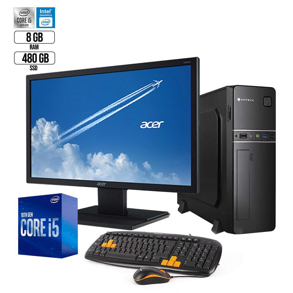 Pc Oficina Intel Core i5 2.9 Ghz Monitor 20 SSD 480Gb Ram 8Gb
