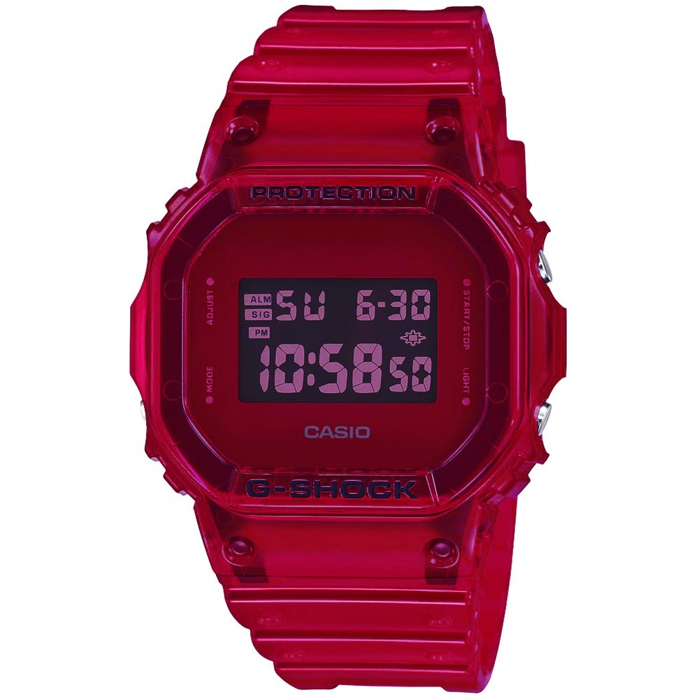 Reloj Casio G-Shock DW5600SB-4 Digital Luz De Fondo Acuático Rojo Transparente