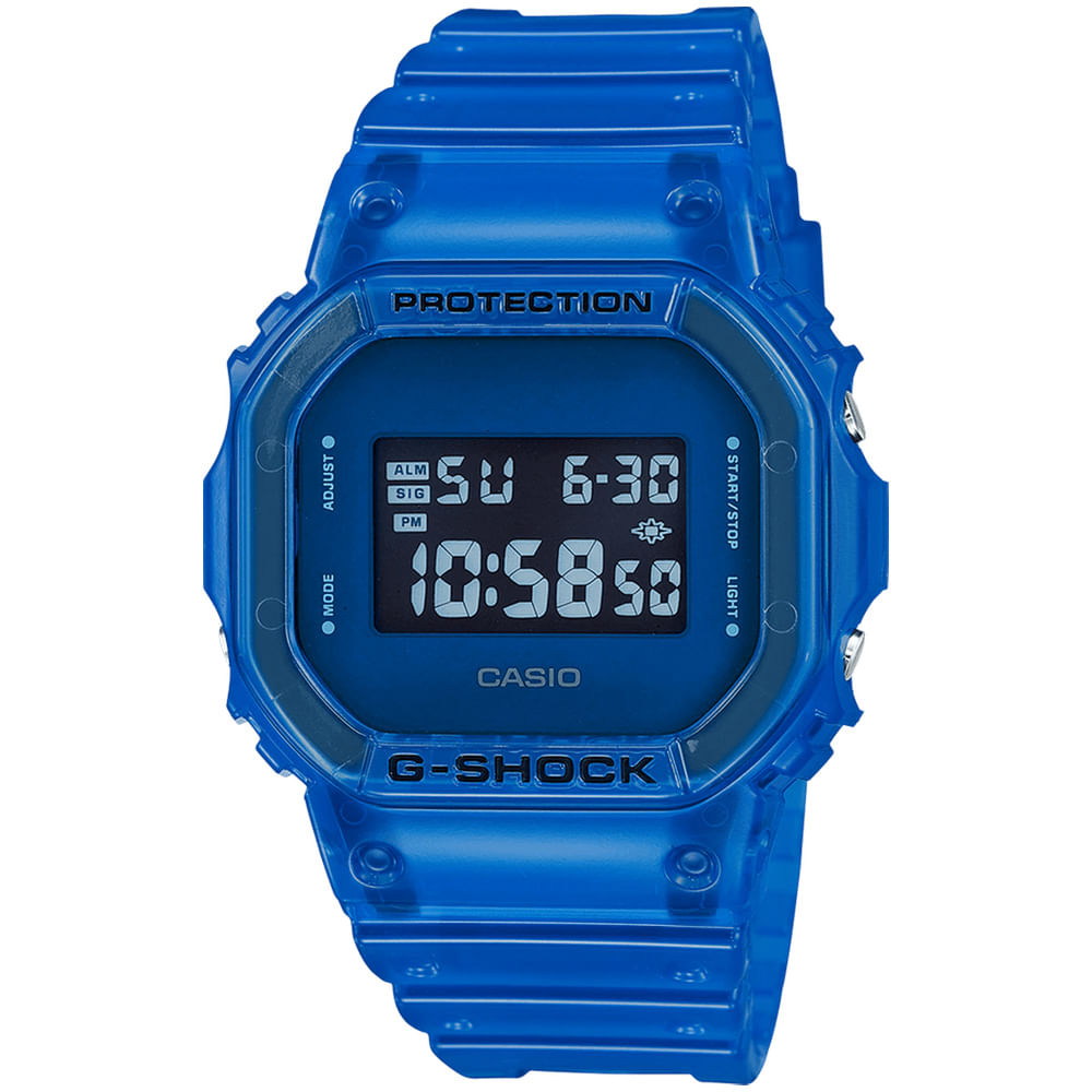 Reloj Casio G-Shock DW5600SB-2 Digital Luz de Fondo Acuático Azul Transparente