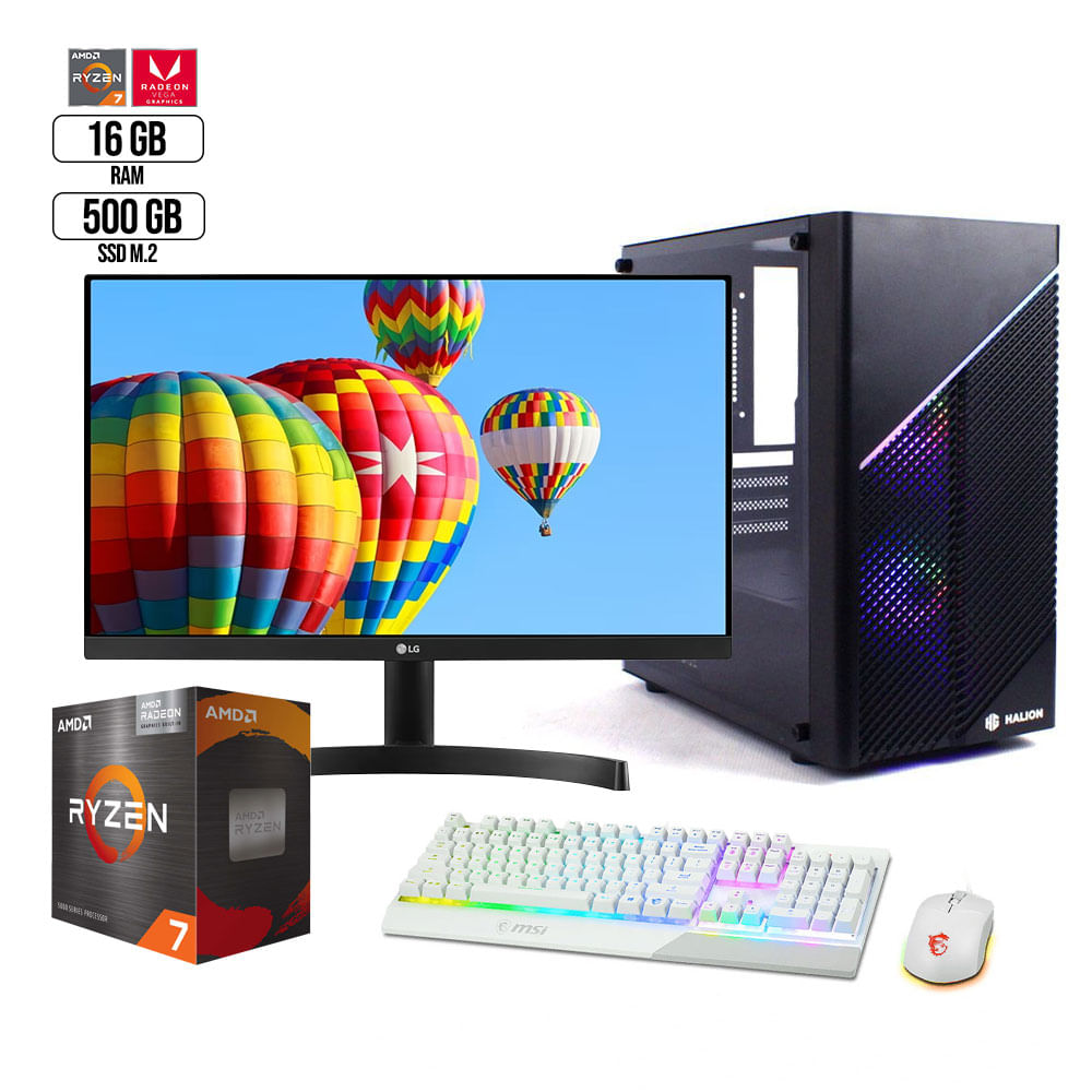 Pc Universitario2 Ryzen 7 4.6Ghz Monitor 24 Ssd 500Gb Ram 16Gb