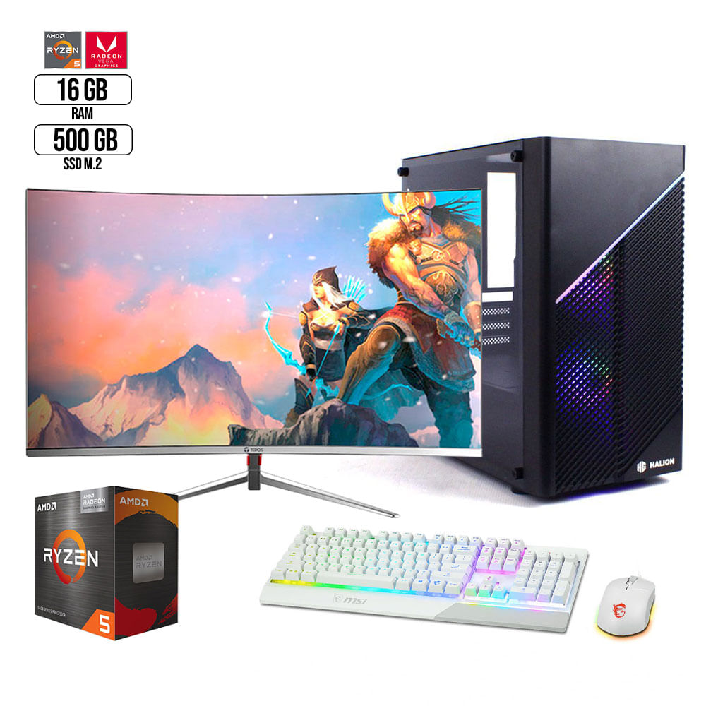 Pc Universitario1 Ryzen 5 3.9Ghz Monitor 27 Ssd 500Gb Ram16Gb