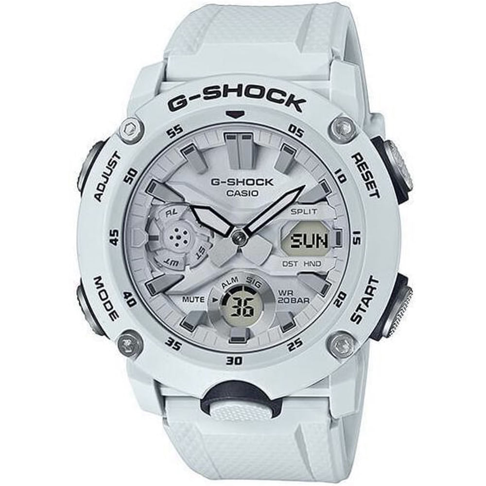 Reloj Casio G-Shock Carbon Core GA2000S-7A Digital Analógico Luz LED Resina Blanco Humo