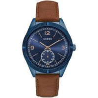 Reloj Guess York W0873G2 Acero Inoxidable Azul Correa de Cuero Marrón