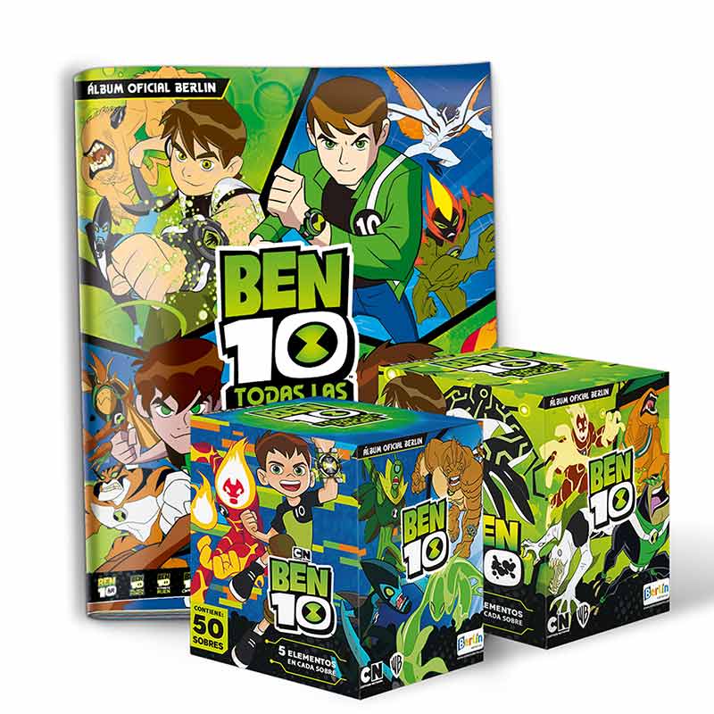 Álbum Ben 10 Editorial Berlin Tapa Blanda + 2 Cajitas (100 Sobres)