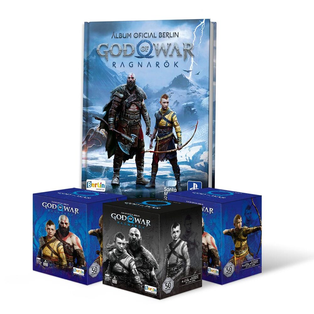 Álbum God of war Ragnarok Editorial Berlin Tapa Dura + 3 Cajitas (150 Sobres)