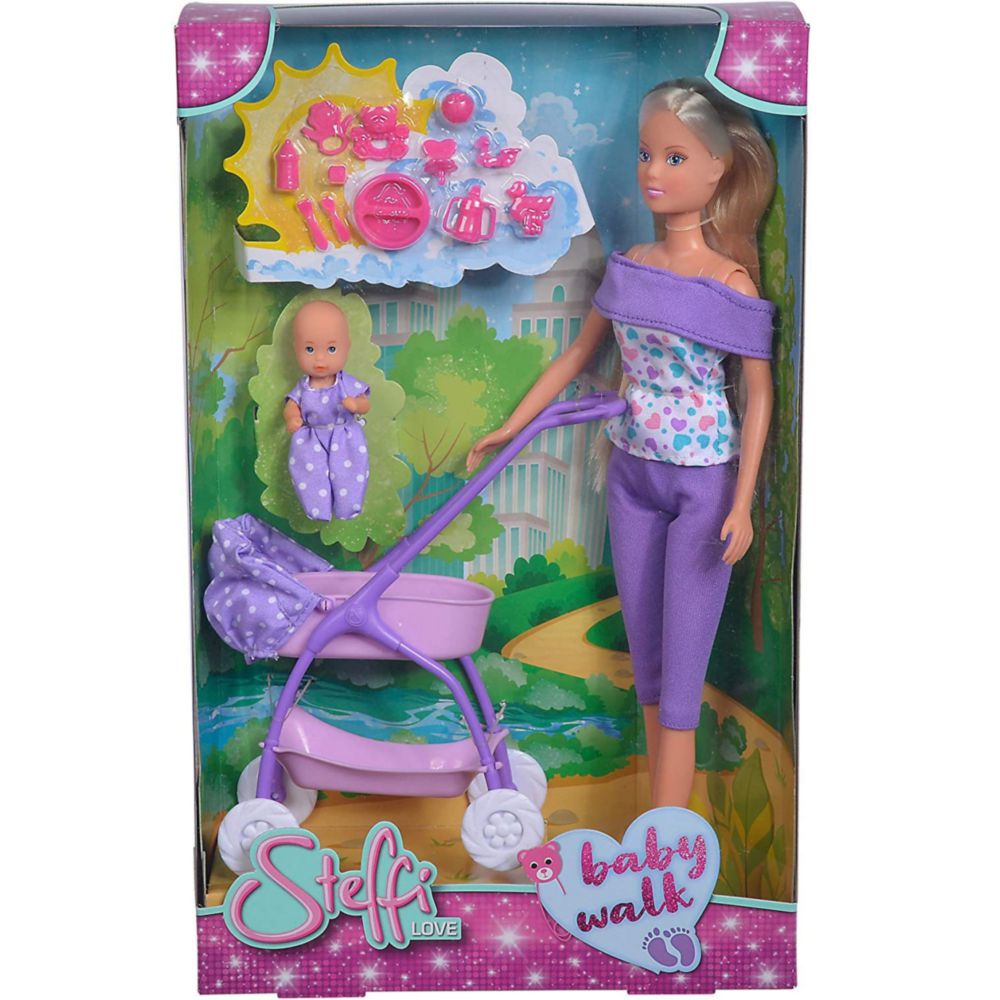Muñeca 3D Steffi Love Paseo De Bebé Morado