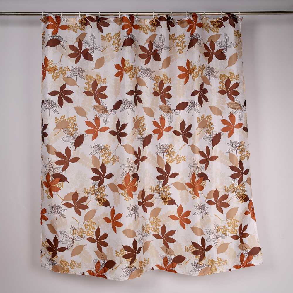 Cortina de Baño con Aros Naranja 180x180cm Poly Arce