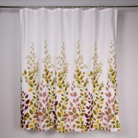 Cortina de Baño con Aros Naranja 180x180cm Poly Hojas