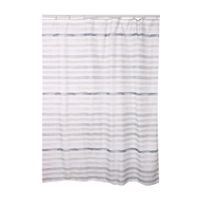 Cortina de Baño con Aros Naranja 180x180cm Poly Stripes Gris