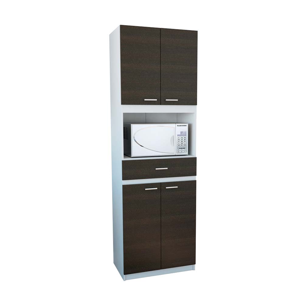Mueble para Microondas Bau 4 Puertas 1 Cajón - Blanco / Wengue Tuhome