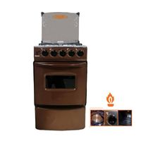 Cocina con tapa de vidrio y horno sami 4h cobre