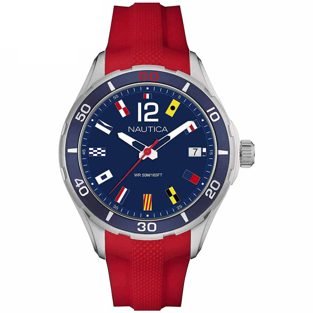 Reloj Nautica NST 1 NAPNSI803 Fecha Correa de Silicona Rojo Azul