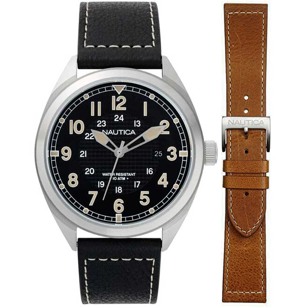 Reloj Nautica Battery Park NAPBTP006 Set 2 Correas Negro Marrón