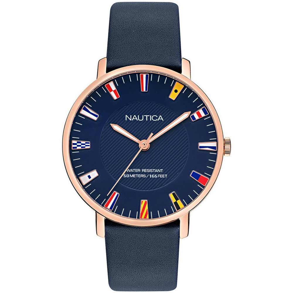 Reloj Nautica Caprera NAPCRF907 Correa de Cuero Azul Acero Oro Rosado