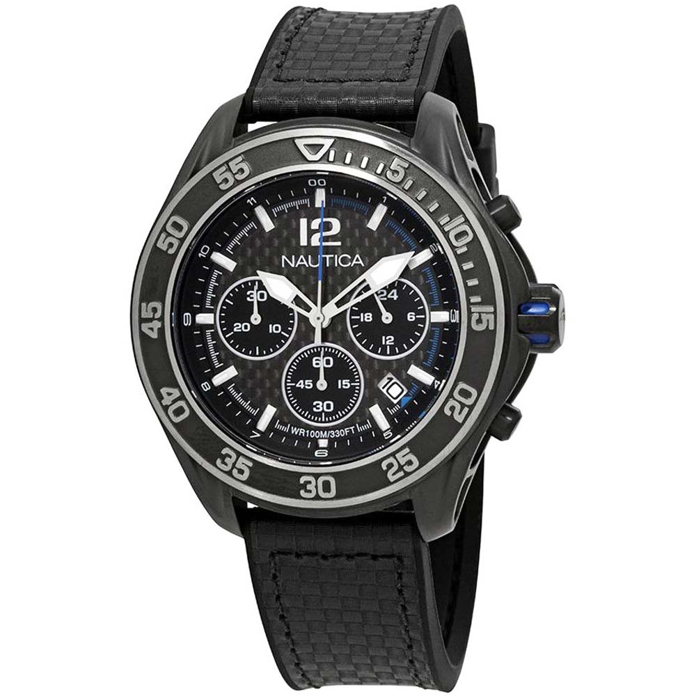 Reloj Nautica NMX 1600 NAD25505G Cronometro Correa De Silicona Negro