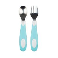 Set de cuchara y tenedor de agarre suave - Celeste