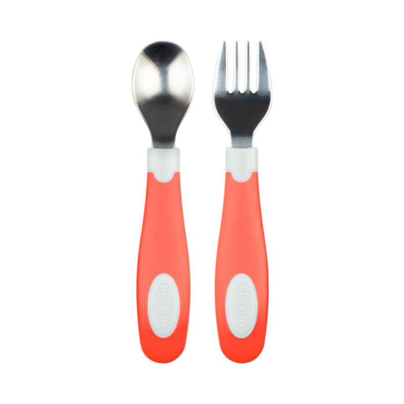 Set de cuchara y tenedor de agarre suave - Rojo