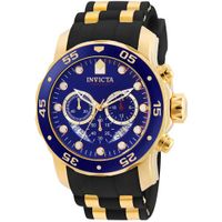 Reloj Invicta Pro Diver 6983 Fecha Cronómetro Acero Dorado Silicona Negro Dial Azul