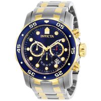 Reloj Invicta Pro Diver 0077 Fecha Cronometro Acero Inoxidable Plateado Dorado Azul