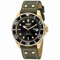Reloj Invicta Pro Diver 22075 Fecha Acero Dorado Correa de Cuero Verde