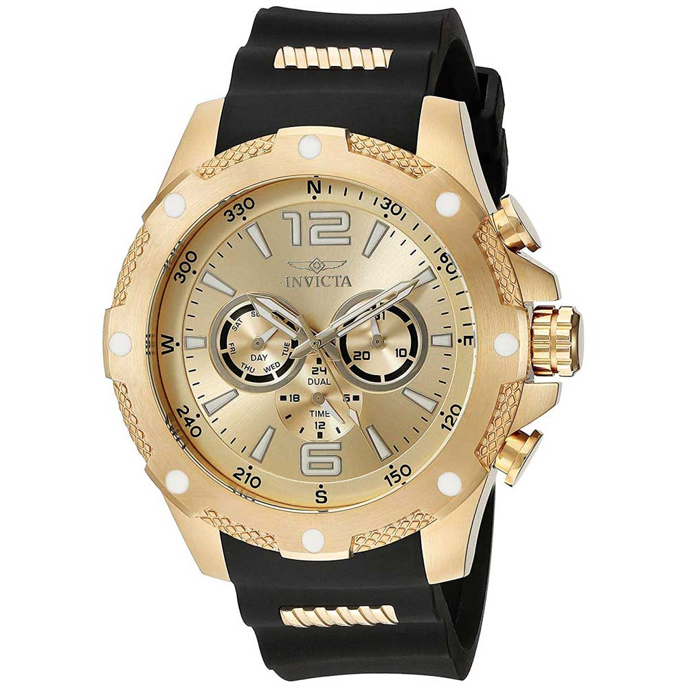 Reloj Invicta I-Force 19660 Cronómetro Correa de Silicona Negro Acero Dorado