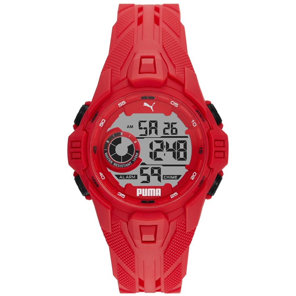 Reloj Puma Bold P5040 Digital Luz de Fondo Correa de Silicona Rojo