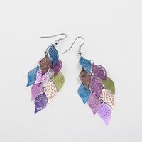 Aretes largos hojas multicolor