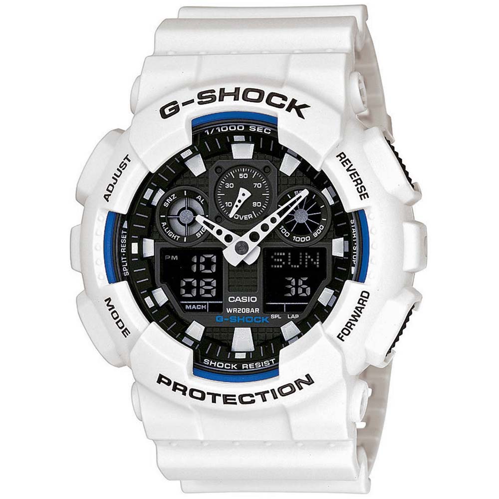 Reloj Casio G-Shock GA100B-7A Digital Analógico Luz Led Acuático Resina Blanco