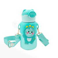 TERMO KAWAI 3D DE ANIMALITOS CON CORREA 500 ML - COLOR VERDE