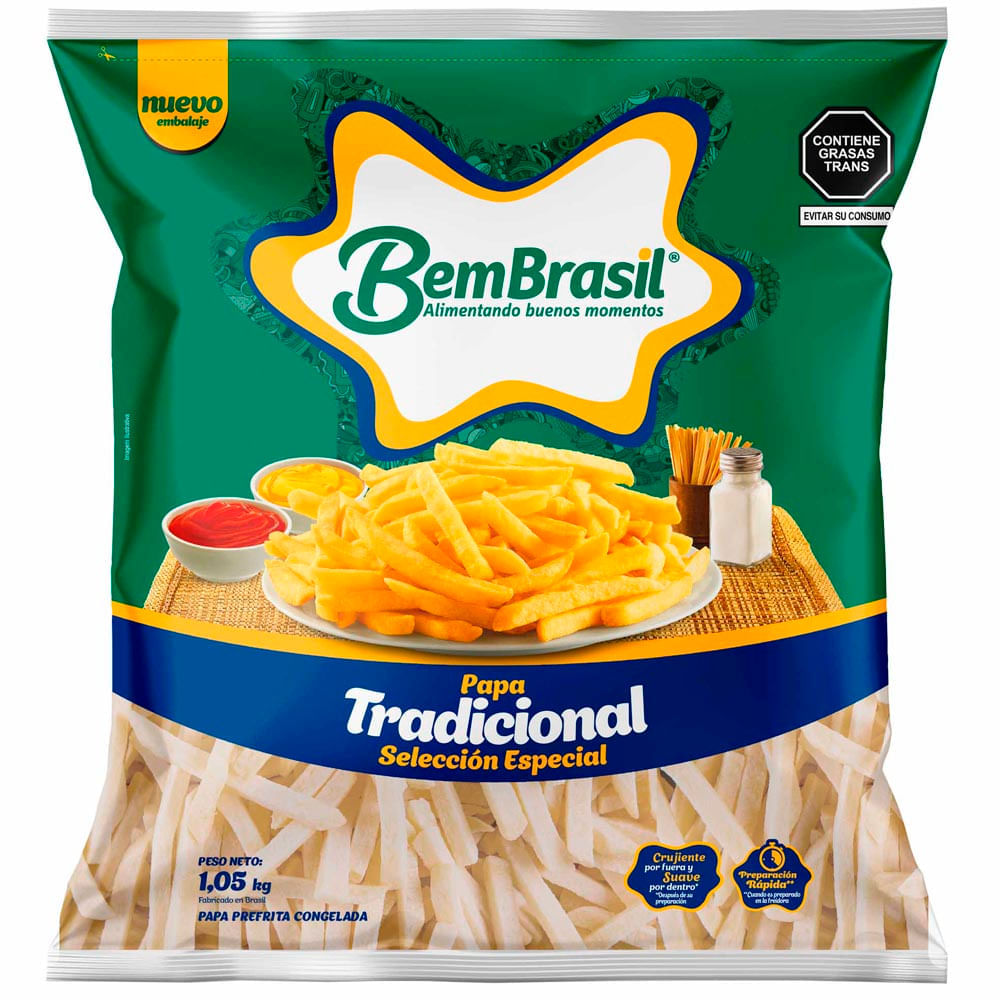 Papa Tradicional Congelada BEM BRASIL Bolsa 1.05kg