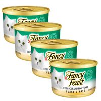Pack Comida para Gato FANCY FEAST Mousse Pescado y Camarón Lata 85g x4un