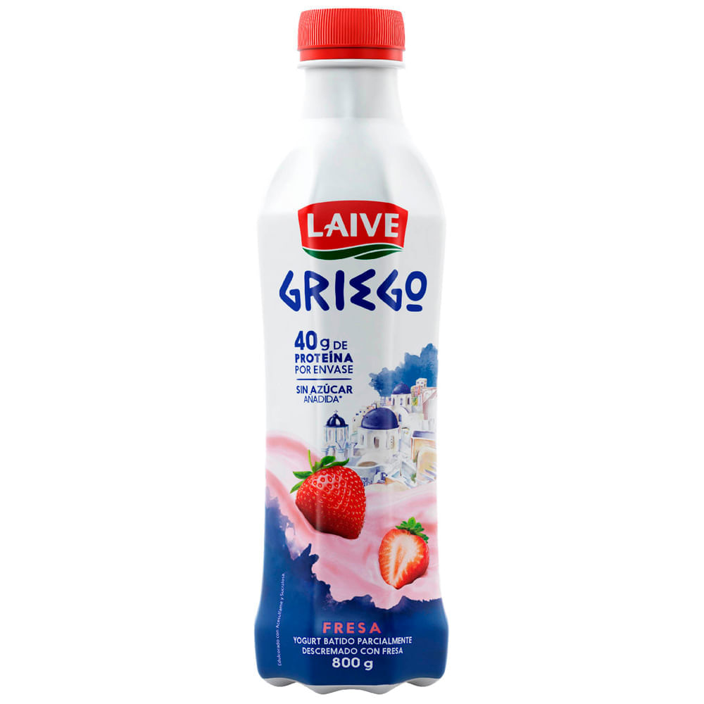 Yogurt Griego LAIVE Sabor a Fresa Botella 800g