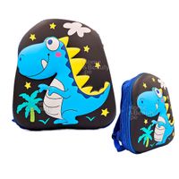 MOCHILA KIDS KAWAI 3D MODELO DINO COLOR AZUL Y NEGRO
