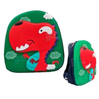 MOCHILA KIDS KAWAI 3D MODELO DINO COLOR AZUL Y VERDE