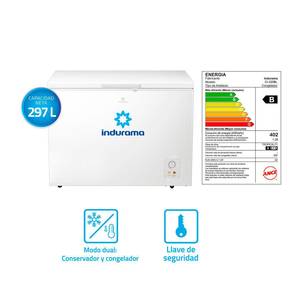 Congelador Indurama CI-320BL 297L Blanco