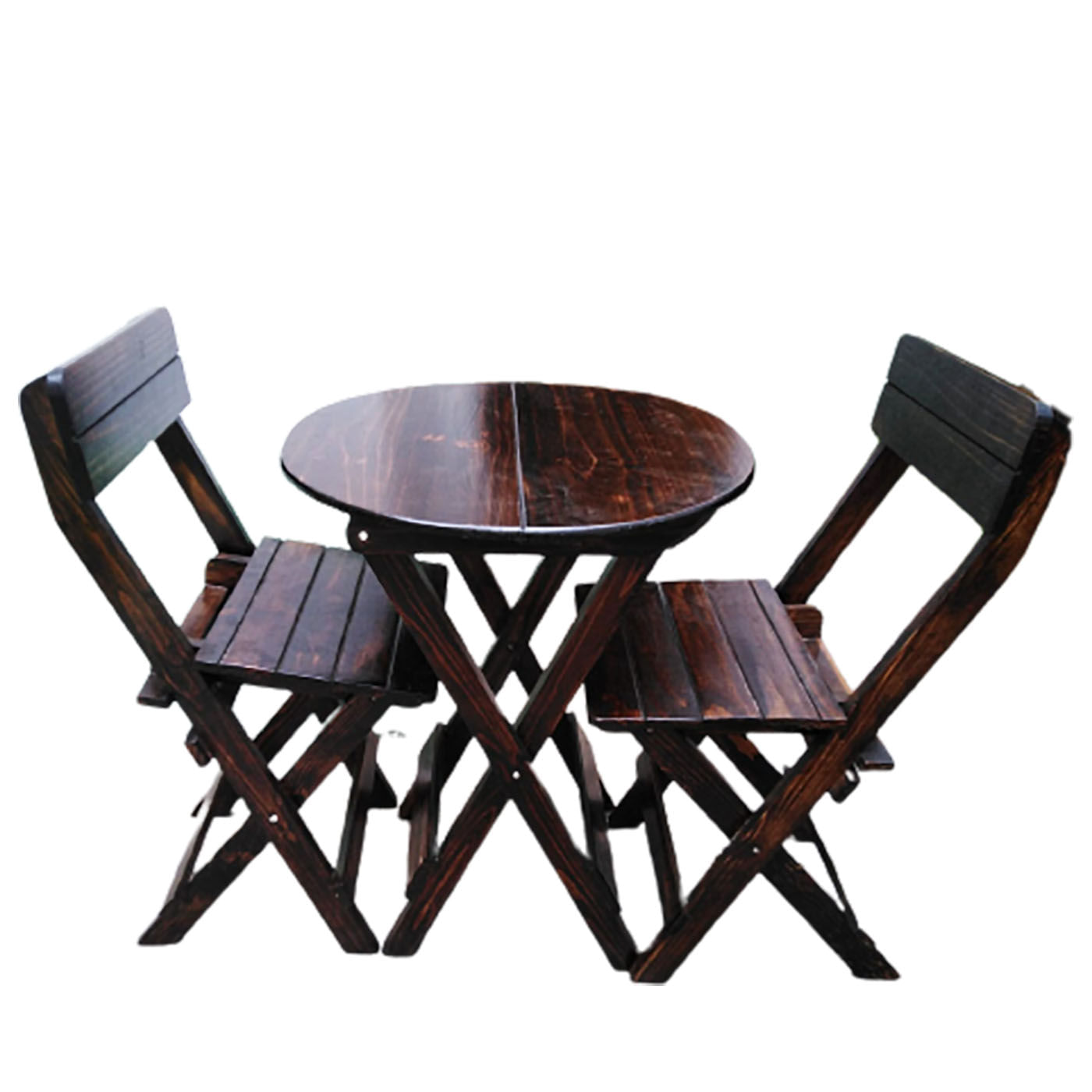 Juego Comedor Plegable Redondo Con Sillas En Marron